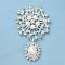 Zinc Alloy Rhinestone Pendants, with Plastic Beaded, Flower Charms, Silver, 72~72.5x43~44x9.5~10mm, Hole: 5.5x3mm