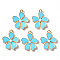 Alloy Enamel Pendants, Flower, Light Gold, Light Sky Blue, 20x18x3mm, Hole: 1.4mm