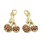 Brass Micro Pave Cubic Zirconia Pendants, Cadmium Free & Nickel Free & Lead Free, Cherry Charms, with Jump Ring, Real 18K Gold Plated, 17x12.5x3.5mm, Hole: 3mm