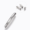 Tarnish Resistant 304 Stainless Steel Bayonet Clasps, Stainless Steel Color, 45.5x7mm, Hole: 5mm