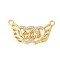 Brass Micro Pave Clear Cubic Zirconia Links, Word Connector Charms, Cadmium Free & Lead Free, Real 18K Gold Plated, 17x30.5x2.5mm, Hole: 1.8mm and 2mm