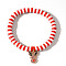 Elegant Christmas Handmade Polymer Clay Heishi Beaded Stretch Bracelets, Enamel Charm Bracelets for Women, Deer, 6-7/8 inch(17.5cm)