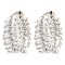Brass Micro Pave Cubic Zirconia Hoop Earring, Leaf, Platinum, 22.5x9.5mm