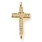 Brass Pave Clear Cubic Zirconia Connector Charms, Religion Heart Cross Links, Real 16K Gold Plated, 20.5x10.5x3mm, Hole: 1.2mm