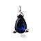 Brass Micro Pave Cubic Zirconia Pendants, Cadmium Free & Nickel Free & Lead Free, Teardrop Charms, Platinum, Blue, 9.5x5x4mm, Hole: 1.4mm