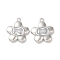 Glass Pendants, with Brass Findings, Flower Charms, Real Platinum Plated, 16x14x3mm, Hole: 1.5mm