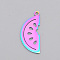 Ion Plating(IP) 201 Stainless Steel Pendants, Laser Cut, Watermelon, Rainbow Color, 29x13x1mm, Hole: 1.8mm
