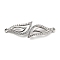 Brass Micro Pave Clear Cubic Zirconia Double Leaves Connector Charms, Rack Plating, Long-Lasting Plated, Lead Free & Cadmium Free, Platinum, 13x39x3.5mm, Hole: 1.2mm