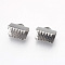 Non-Tarnish 304 Stainless Steel Ribbon Crimp Ends, Rectangle, Stainless Steel Color, 9x10.5mm, Hole: 1x3mm