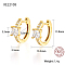 Real 18K Gold Plated 925 Sterling Silver Hoop Earrings, Square Cubic Zirconia Earrings, with S925 Stamp, Clear, 11.8x13.5mm