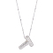 1Pc Brass Micro Pave Cubic Zirconia Letter Pendant Necklaces, Lead Free & Nickel Free & Cadmium Free, Platinum, Letter T, 17.91 inch(45.5cm)~18.11 inch(46cm), Letter: 21.5~24x14~26mm