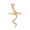 Brass Micro Pave Cubic Zirconia Cuff Rings, Long-Lasting Plated, Snake, Real 18K Gold Plated, US Size 6(16.5mm)