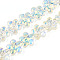 Transparency Electroplate Glass Beads Strands, Flower, AB Color Plated, Half Plated, Clear, 12~12.3x12.5x7mm, Hole: 1mm, about 55pcs/strand, 24.80''(63cm)