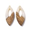 Opaque Resin & Walnut Wood Pendants, Horse Eye Charms, White, 38x15.5x3.5mm, Hole: 2mm