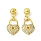 Rack Plating Eco-Friendly Brass Micro Pave Clear Cubic Zirconia European Dangle Charms, Heart Large Hole Pendant, Long-Lasting Plated, Lead Free & Cadmium Free, Real 18K Gold Plated, Heart: 16x11.8x3mm, Hole: 2.5mm