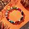 Synthetic Turquoise & Glass Seed Beads Bracelets, Stretch Bracelets for Women, Skull, Mixed Color, Inner Diameter: 1-3/8 inch(3.4cm)