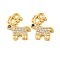 Christmas Theme Brass Clear Cubic Zirconia Pendants, Sheep, Real 18K Gold Plated, 11x9x2mm, Hole: 1.2mm