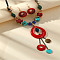 Cube & Ring & Teardrop Bohemian Acrylic Pendant Necklaces & Dangle Earrings Sets, Colorful, 560mm