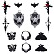 14Pcs 7 Style Tibetan Style Alloy Pendants,with Enamel,  Mixed Shape Charm, Black, 13.5~47.5x20~25x2~5mm, Hole: 1.4~2.5mm, 2pcs/style