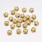 Tibetan Style Alloy Beads, Lead Free & Nickel Free & Cadmium Free, Antique Golden Color, Flower, Great for Mother's Day Gifts making, about 7mm long, 7mm wide, 2.5mm thick, hole: 1.5mm