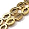 Electroplated Synthetic Non-magnetic Hematite Beads Strands, Oval with Cross, Golden Plated, 13.5x9.5x3.5mm, Hole: 0.8mm, about 29pcs/strand, 15.75''(40cm)