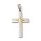 PVD Vacuum Plating 304 Stainless Steel Pendants, Cross with Star Charm, Religion, Golden & Stainless Steel Color, 43x25x4.8mm, Hole: 8.5x5.5mm