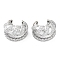 Rack Plating Brass Micro Pave Cubic Zirconia Cuff Earrings for Women, Long-Lasting Plated, Lead Free & Cadmium Free, Platinum, 17.5x15x10mm