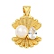 Rack Plating Brass Micro Pave Cubic Zirconia Pendants, with ABS Imitation Pearl, Lead Free & Cadmium Free, Long-Lasting Plated, Shell shape, Real 18K Gold Plated, 21.5x14x7.5mm, Hole: 6x3.5mm