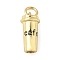 Brass Charms, Cup with Word Cafe, with Jump Ring, Lead Free & Cadmium Free, Long-Lasting Plated, Rack Plating, Real 18K Gold Plated, 15x7mm, Hole: 3.4mm