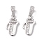 Eco-Friendly Brass Micro Pave Cubic Zirconia Pendants, Long-Lasting Plated, Real Platinum Plated, Cadmium Free & Lead Free, Letter, Letter.V, 16~20x7~11.5x1.5~2.2mm, Hole: 6.5x3.5mm
