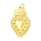 Alloy Pendants, Sacred Heart, Long-Lasting Plated, Cadmium Free & Lead Free, Rack Plating, with Jump Ring, Real 18K Gold Plated, 39.5x24x2mm, Hole: 5mm