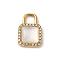 Ion Plating(IP) 304 Stainless Steel Pendants, with Rhinestone and Shell, Square Charm, Golden, 17.5x12x4mm, Hole: 4.5x4.5mm