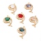 Brass with K9 Glass & Rhinestone Pendants, Light Gold, Fish Charms, Mixed Color, 29x19x7.5mm, Hole: 1.2mm