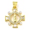 Real 18K Gold Plated Brass Pendants with Shell, Cadmium Free & Lead Free, Religion, Sun, 20x17.5x3.5mm, Hole: 3x5.5mm