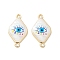 Rack Plating Alloy Enamel Connector Charms, Resin Evil Eye Links, Cadmium Free & Nickel Free & Lead Free, Golden, Rhombus, 26x14.5x2.5mm, Hole: 1.6mm