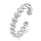 Shell Shape Rack Plating Brass Cuff Bangles for Women, Cadmium Free & Lead Free, Long-Lasting Plated, Platinum, Inner Diameter: 2-1/8x1-7/8 inch(5.3x4.8cm)