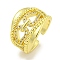 Rack Plating Brass Micro Pave Cubic Zirconia Chains Open Cuff Rings for Women, Long-Lasting Plated, Cadmium Free & Lead Free, Real 18K Gold Plated, 16.5mm