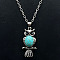 Fashionable Alloy Pendant Necklaces, with Synthetic Turquoise, Owl