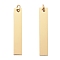 Ion Plating(IP) 304 Stainless Steel Pendants, with Jump Ring, Manual Polishing, Rectangle Charm, Stamping Blank Tag, Golden, 32x6x1.5mm, Hole: 3mm