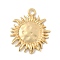Alloy Pendants, Sun Charms, Matte Gold Color, 25.5x21.5x1.5mm, Hole: 2mm