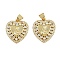Brass Micro Pave Clear Cubic Zirconia Pendants, Heart, Real 16K Gold Plated, 20x18x3mm, Hole: 3x4mm