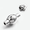 Tarnish Resistant 304 Stainless Steel Magnetic Clasps with Glue-in Ends, Oval, Stainless Steel Color, 16x8mm, Hole: 2mm
