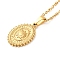 Oval with Sun 304 Stainless Steel Pendant Necklaces for Women, Real 18K Gold Plated, 15.55 inch(39.5cm) 