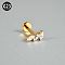 G23 Titanium Micro Pave Cubic Zirconia Cartilage Earrings, Internally Threaded Labrets Stud, Tragus Stud, Flat Back Earring, Leaf, Golden, 8mm, Pin: 1.2mm