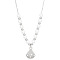 Shell Shape Alloy Crystal Rhinestone Pendant Round Plastic Imitation Pearl Beaded Necklaces for Women, White, Platinum, 18.90 inch(48cm)