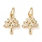 Rack Plating Brass Micro Pave Clear Cubic Zirconia Charms, Long-Lasting Plated, with Jump Rings, Tree, Golden, 14x10x2mm