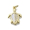 Brass Micro Pave Clear Cubic Zirconia Pendants, Cadmium Free & Lead Free, with Shell, Real 16K Gold Plated, Sea Turtle, 18x13x2mm