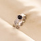 Round Synthetic Turquoise Finger Rings, 304 Stainless Steel Cuff Ring for Unisex, Inner Diameter: 17mm
