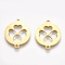 201 Stainless Steel Links connectors, Laser Cut Links, Flat Round with Clover, Golden, 19.5x15.5x1mm, Hole: 1.5mm