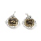 Brass Pendants, with Jump Ring, Cadmium Free & Nickel Free & Lead Free, Rhombus Charms, Antique Silver & Antique Golden, 11.5x11.5x2.5mm, Hole: 4mm